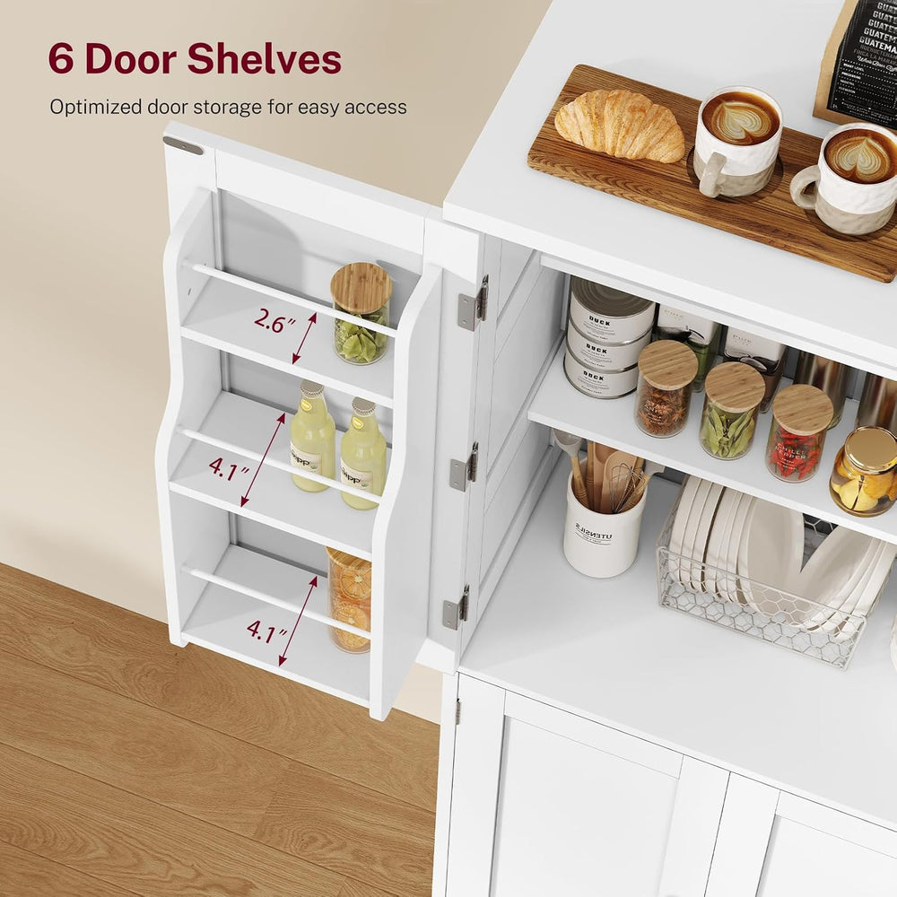 TEENFON Storage Cabinet, Pantry Cabinet with 4 Doors and 3 Storage Shelves, K...