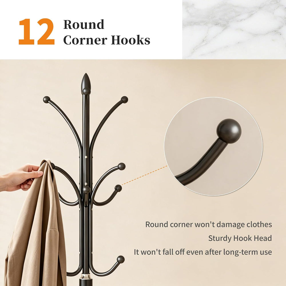 Metal Coat Rack Freestanding Sturdy Heavy Duty Coat Rack Stand,Black