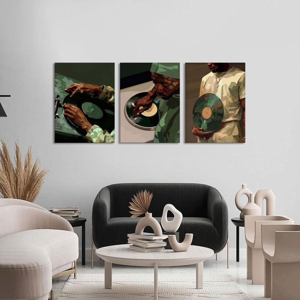 African American DJ Wall Art Black Men Canvas Posters Wall Decor Black Cultur...