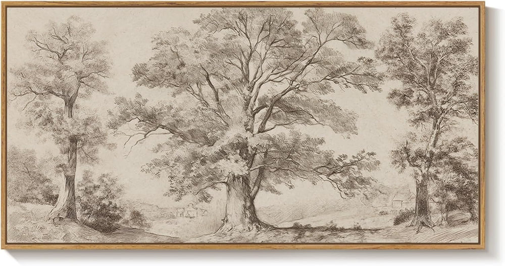 Extra Large Framed Vintage Landscape Wall Art for Living Room, 60x30 Inch