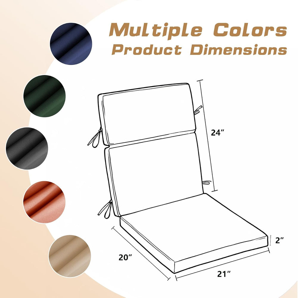 High Back Patio Chair Cushions, 21x20 Waterproof & Fade-Resistant Outdoor...