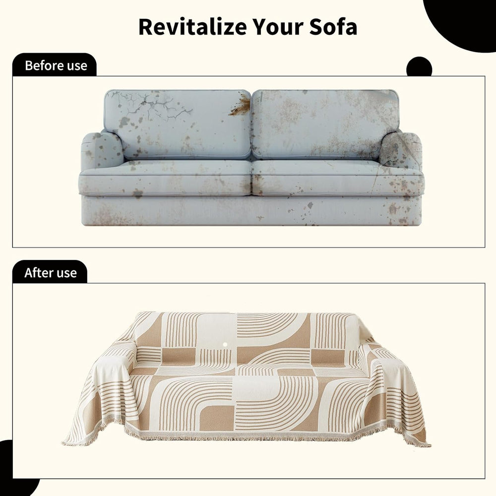 WEYOND Boho Couch Cover, Chenille Sofa Covers Washable, 71" x 91", ...