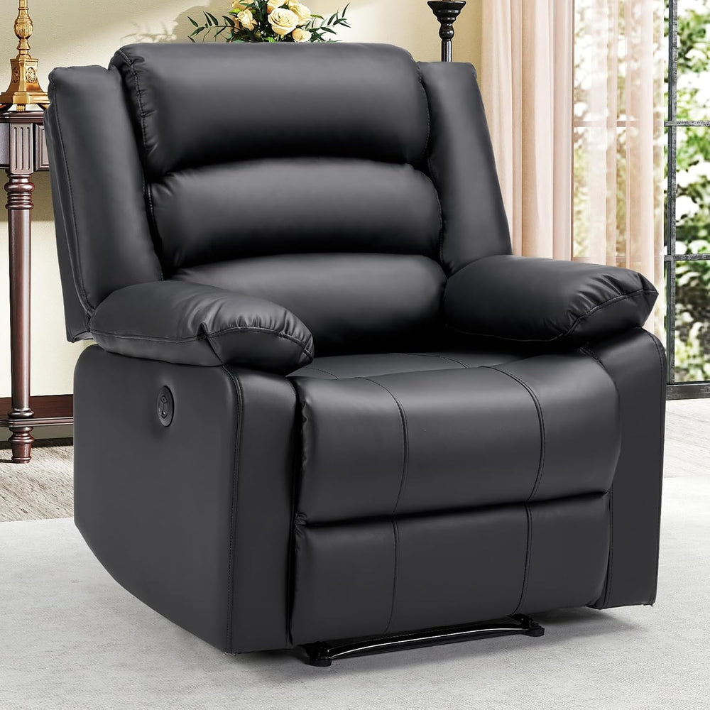 EBELLO Faux Leather Classic Power Recliner Chair, Oversized Electric Overstuf...