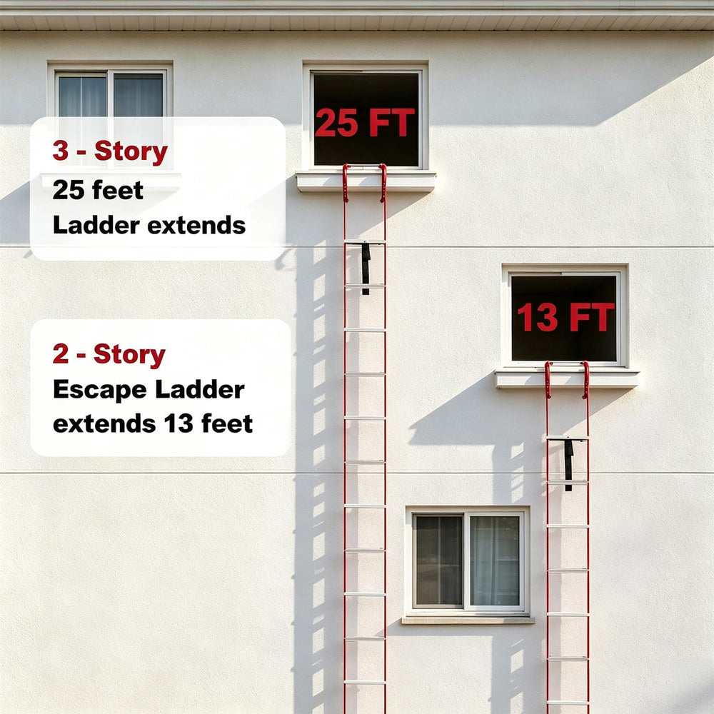Hausse Retractable 2 Story Fire Escape Ladder, 13 Feet