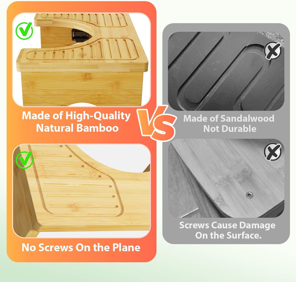 Olldide Folding Toilet Stool 7"&9" Adjustable, Bamboo Poop Stoo...