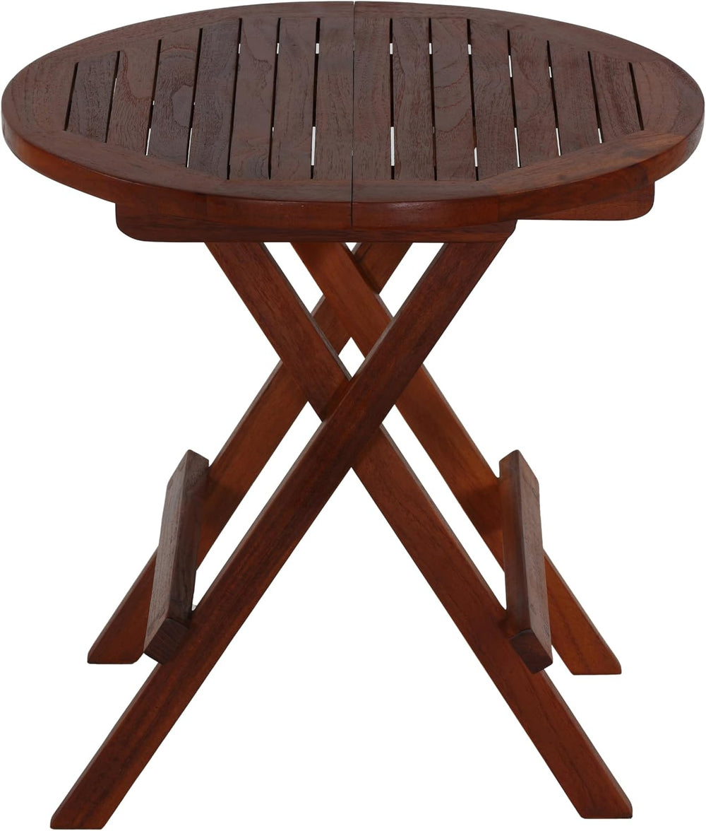 Bare Decor Karlyn Round Folding End Table in Teak Wood, 20"