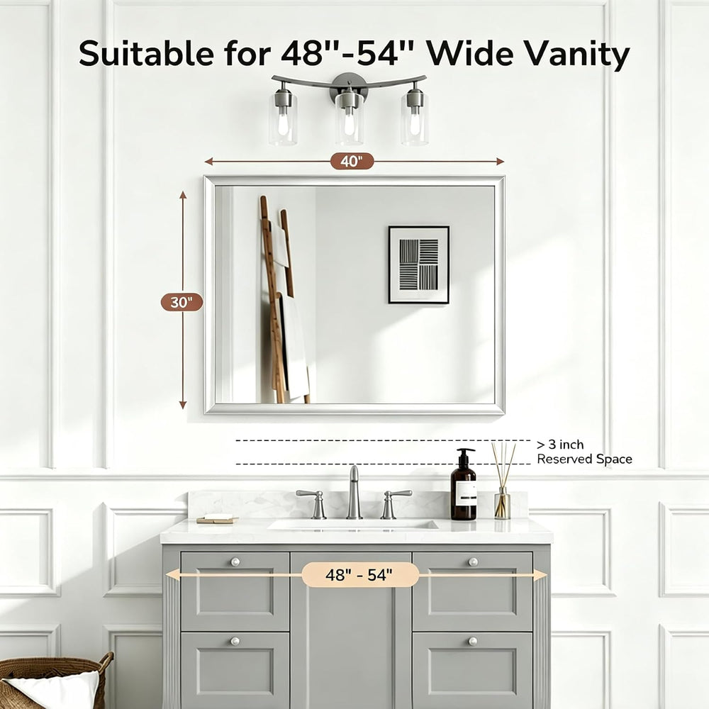 USHOWER 30x40 Inch Brushed Nickel Bathroom Mirrors for Over Sink