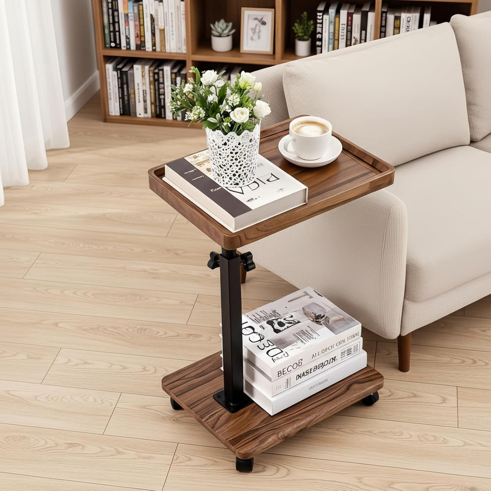 C Table End Table Adjustable Height,C Shaped End for Couch,Snack Tables,360°S...