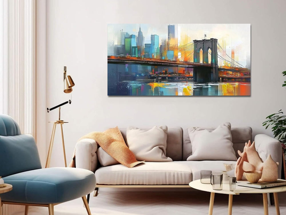 Arjun Cityscape Wall Art City Canvas Painting Artwork Large Framed 40"x2...