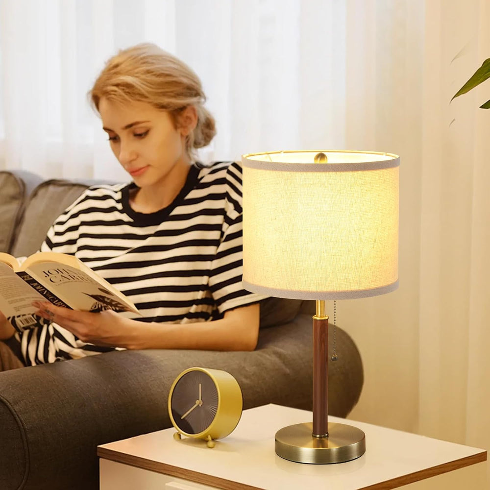 Table Lamp Set of 2 Modern Bedside Buffet Table Lamp with Pull Chain