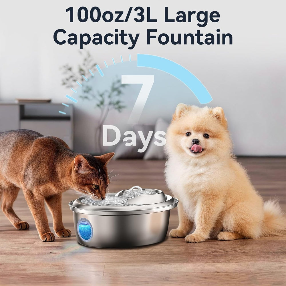 ORSDA Stainless Steel Cat Water Fountain, Automatic Pet Water Fountain, 100oz...