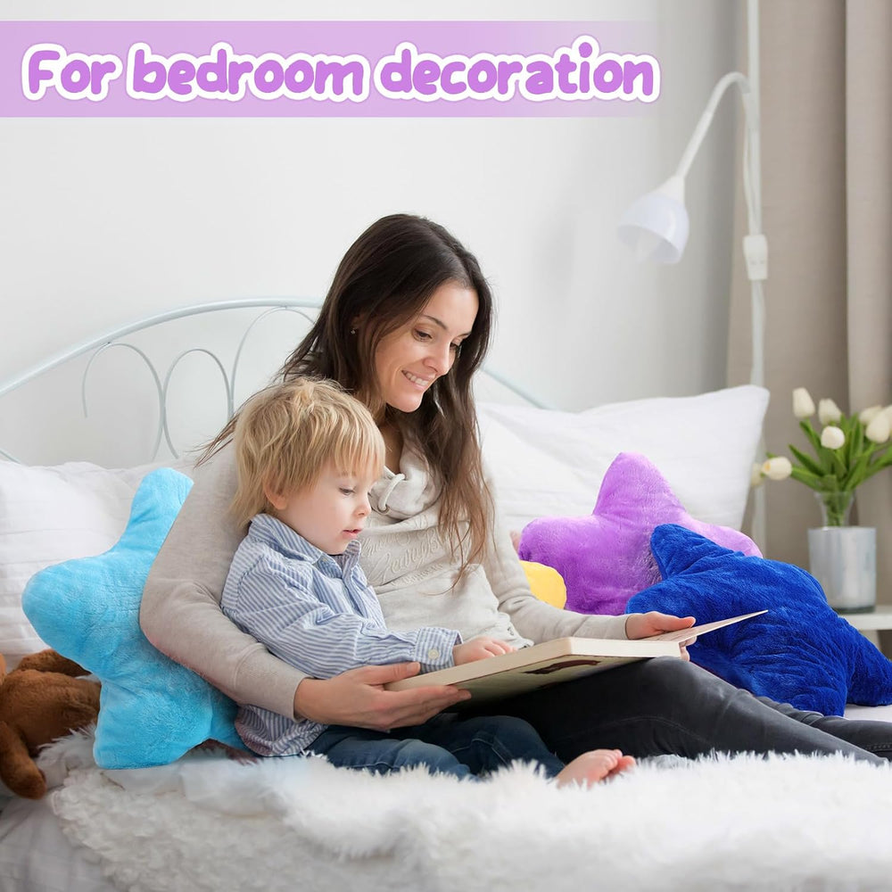Soaoo 5 Pcs Star Fluffy Pillow Star Shape Pillow, Classic Mix