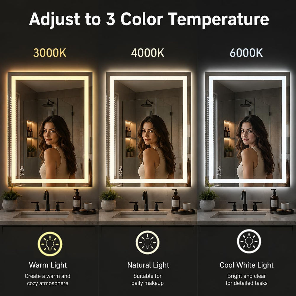 20"x28" LED Bathroom Mirror with Lights, Dimmable Wall Mirror