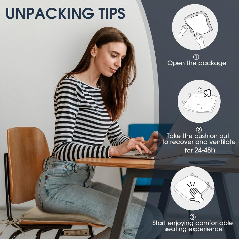 TushGuard Chair Cushions, 4 Pack Memory Foam Chair Pads, Khaki