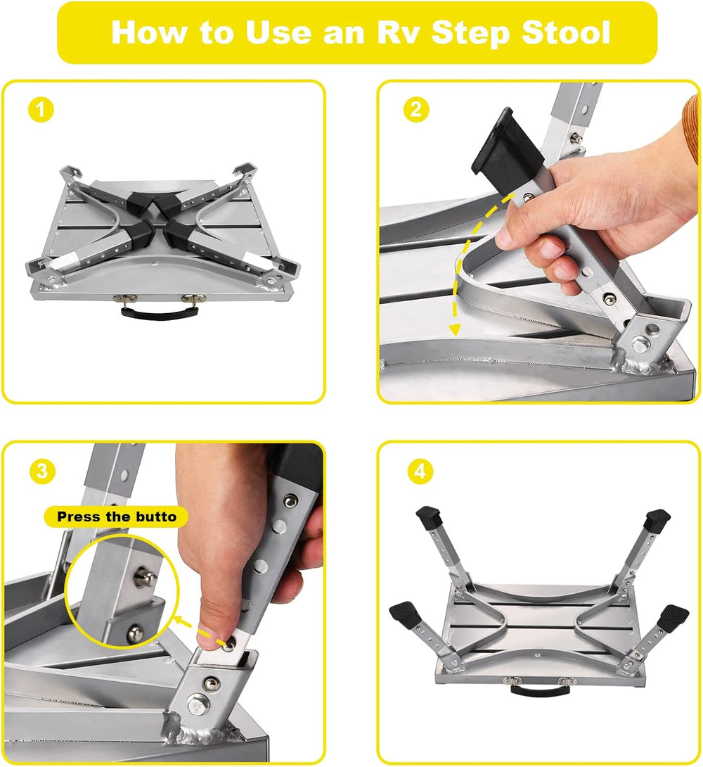 Yagud Safety RV Steps, Non-Slip Folding Adjustable Step Stool