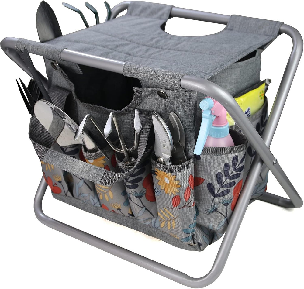 MDSTOP Folding Gardening Stool with Detachable Storage Tote Bag, Gardening To...