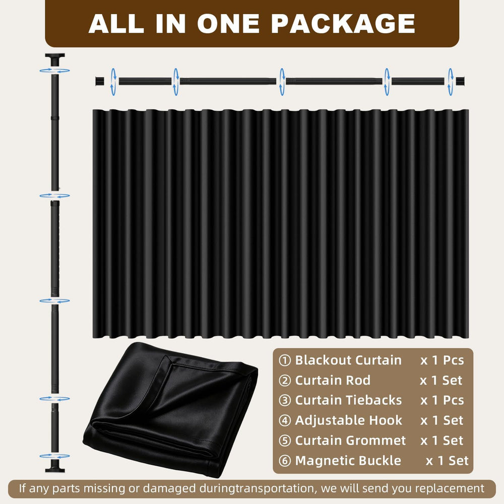 Room Divider Curtains Set,(Wide Partition Curtain+No Drilling Curtain Rod)