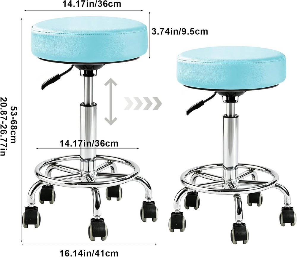 500lb heavy-duty Rolling Stool with Wheels,9.5cm thick Comfort cushion