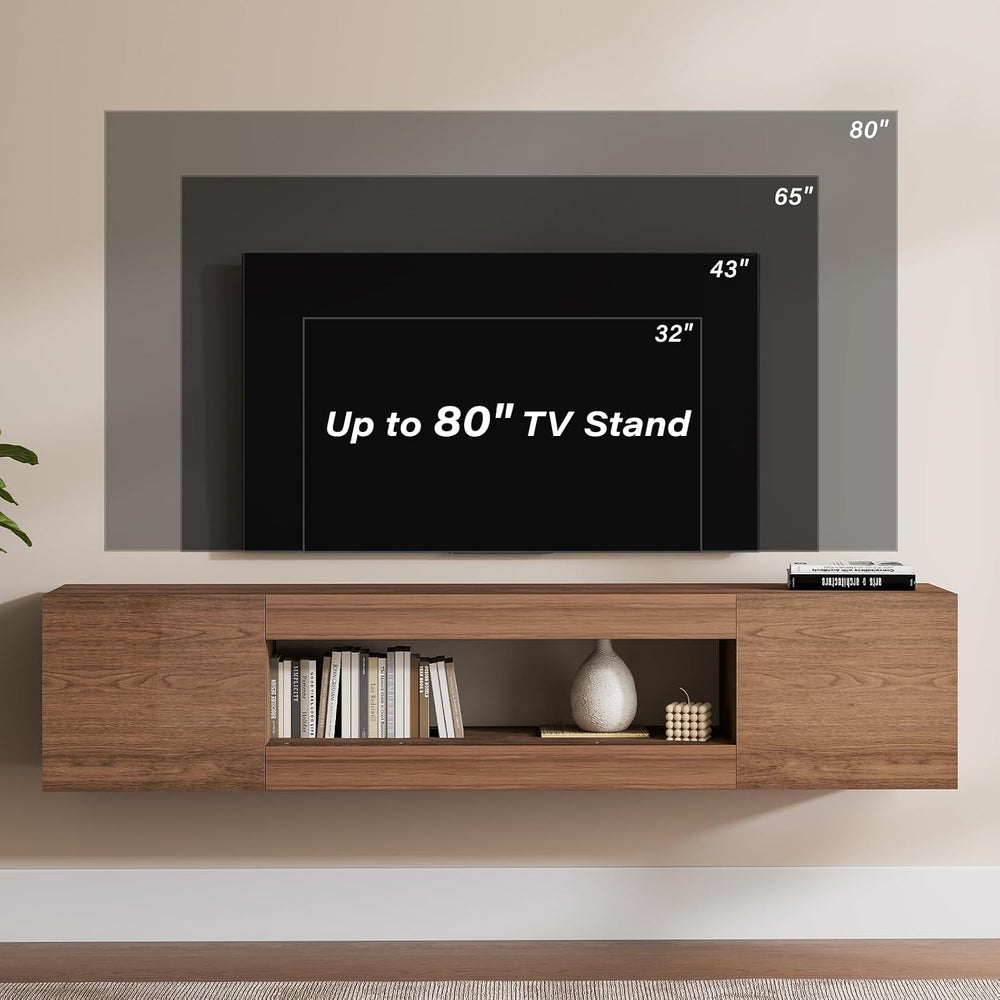 EAG 70" Floating TV Stand for TVs Up to 80", High Gloss, Brown