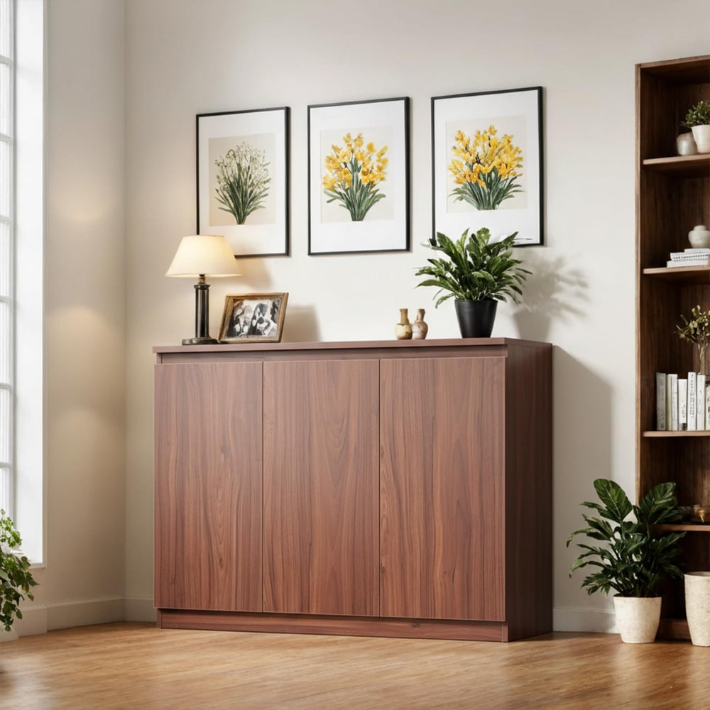 holzart 43" Walnut Brown Buffet Cabinet Sideboard with Storage - Modern ...