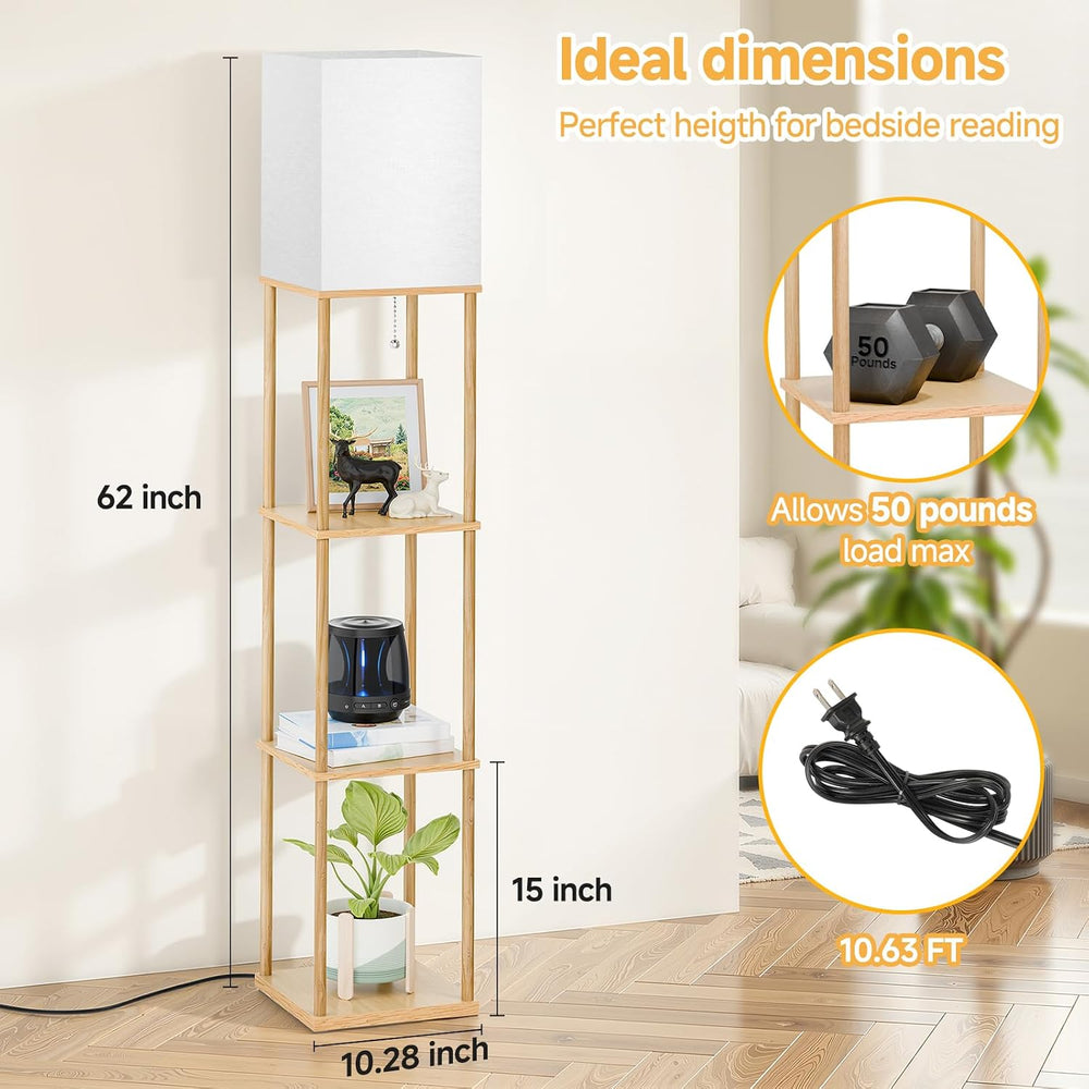 Coucrek 2-Pack Floor Lamp with Shelves, 3-Tier Standing Shelf Lamp