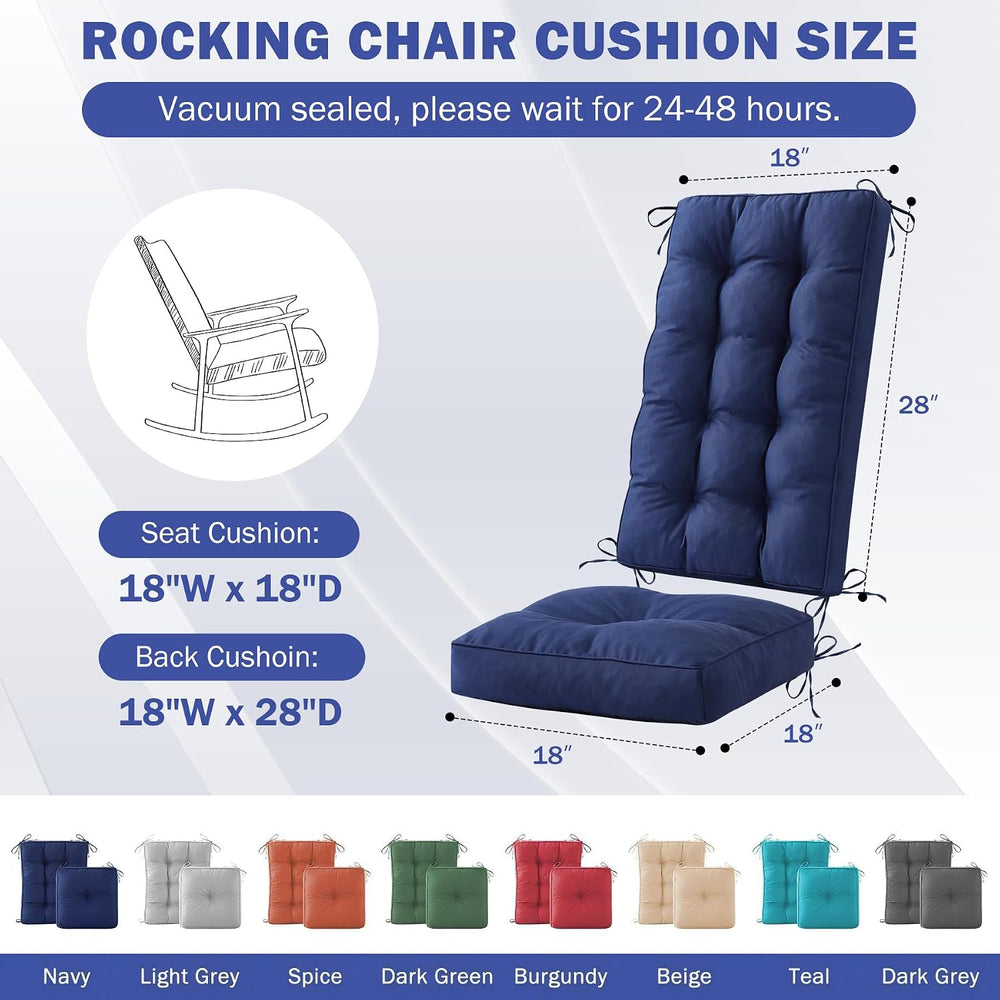 IPYNBAP Rocking Chair Cushion, Waterproof and Fade-Resistant Patio Chair Cush...
