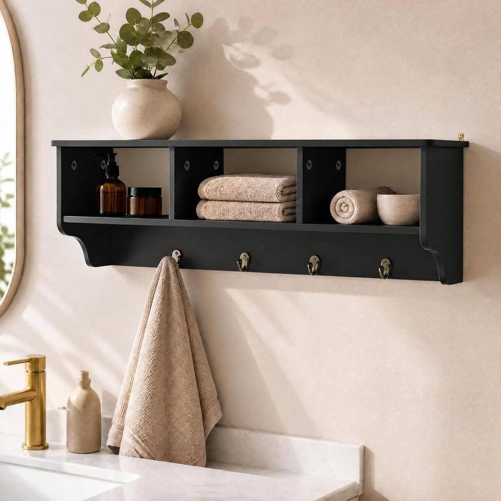 GIANTEX Coat Rack with Hooks Wall Mount, Wall Cubby Organizer with 4 Hooks