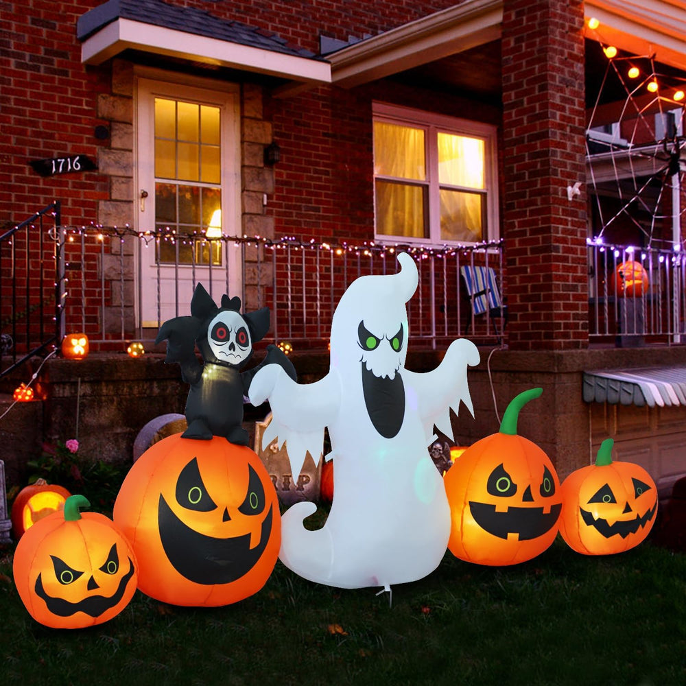 HZGDEJTG 8ft Bat Pumpkin Row Stand Halloween Inflatable Outdoor Decoration, Y...