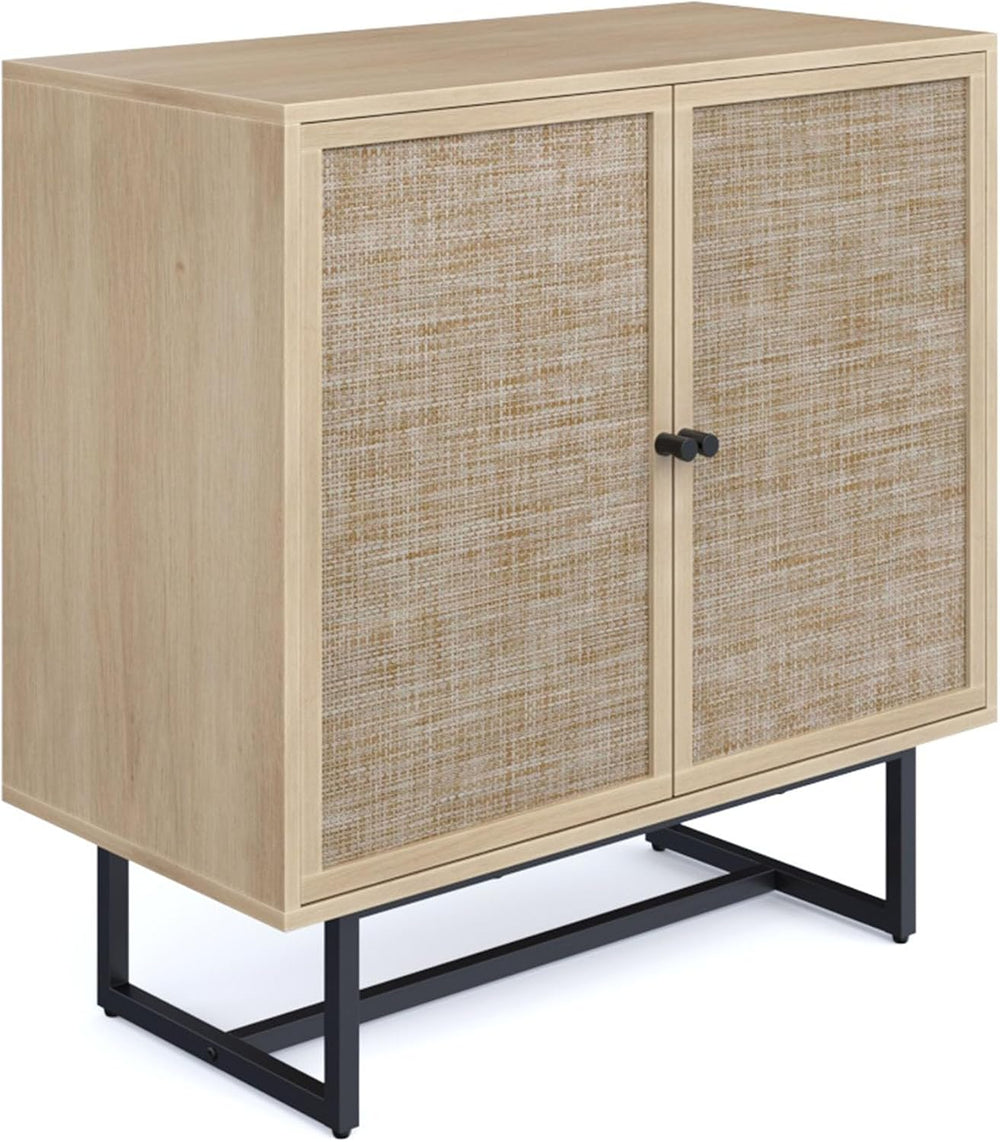 Nathan James Kova Accent Sideboard Storage Cabinet in Light Wood and Rattan w...