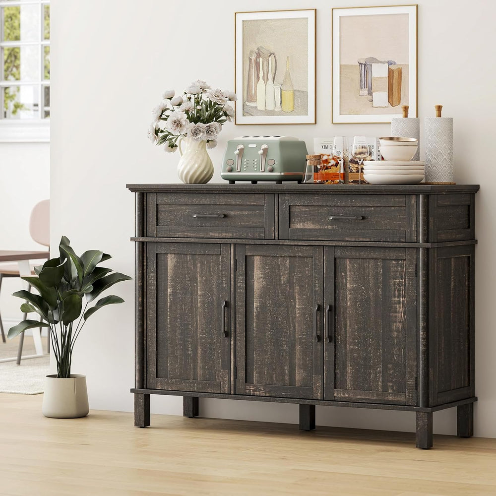 ONBRILL 48 Inch Buffet Cabinet with Storage, Rustic Brown