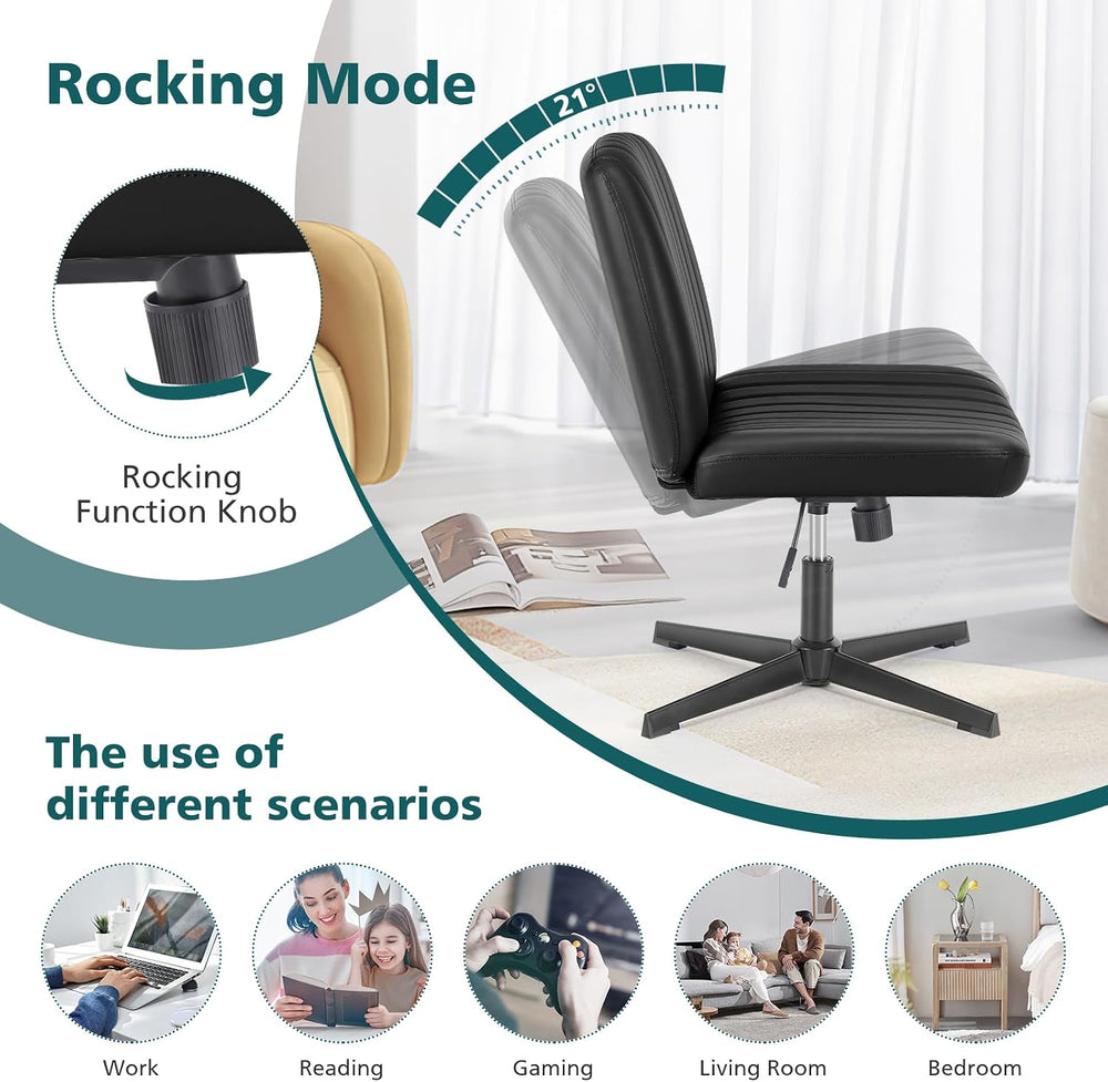 OLIXIS Criss Cross Chair, Cross Legged Vanity Chair, Home Office Desk