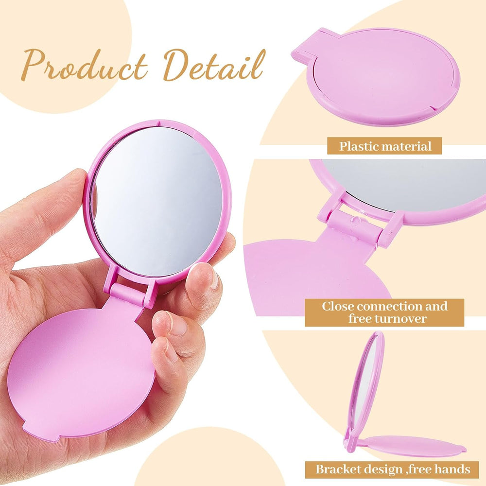 Juexica 100 Pcs Compact Mirrors Bulk, Mini Folding Stand, Classic Colors