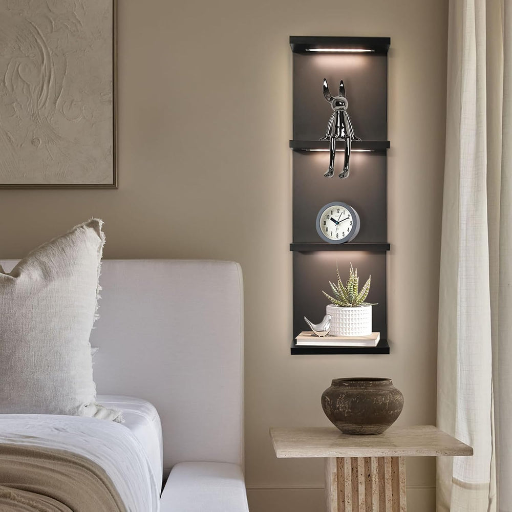 4 Tier LED Wall Shelf, Black