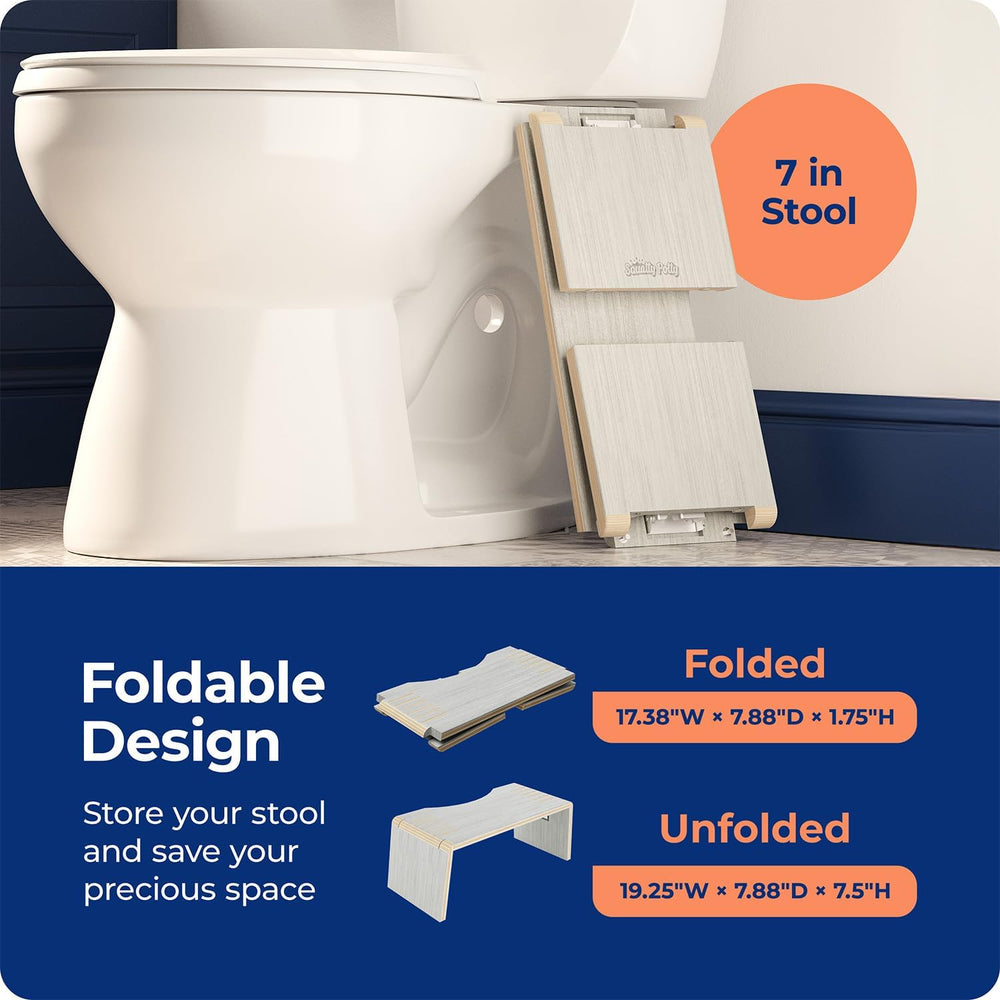 Squatty Potty Oslo Folding Wood Eucalyptus Bathroom Toilet Stool – 7 Inches