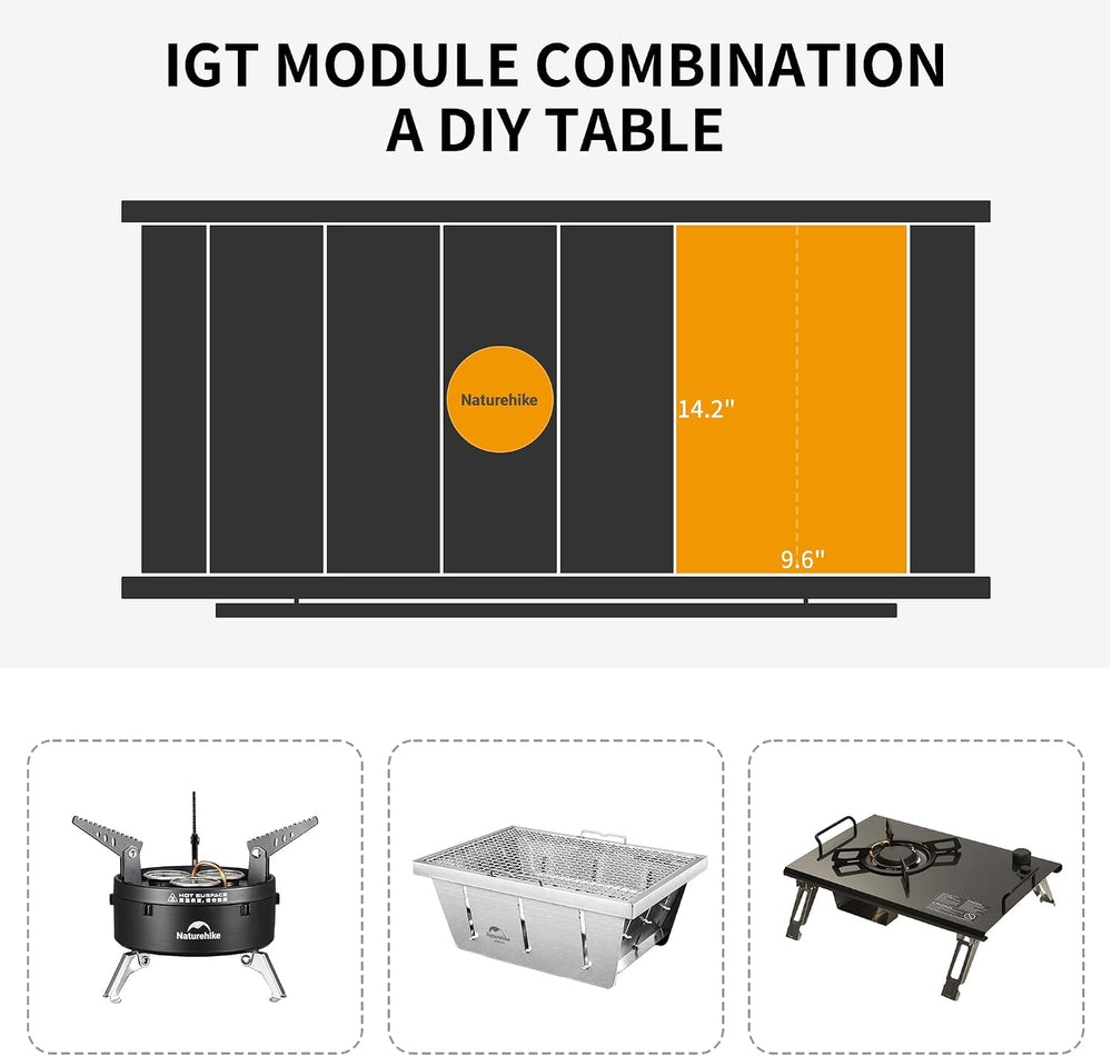 Naturehike Folding IGT Camping Table, Portable IGT Cook System, Ultralight Al...