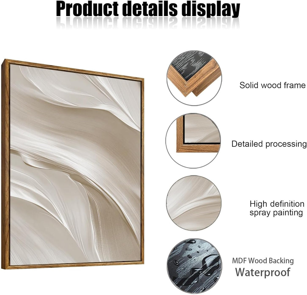myusuar 3 Piece Large Modern Abstract Framed Wall Art For Living Room, Beige ...