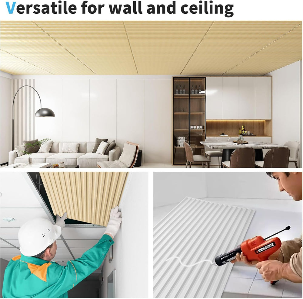 Art3d Fluted Slat 3D Wall Panels, Drop Ceiling Tiles, 6-Pack, Oak