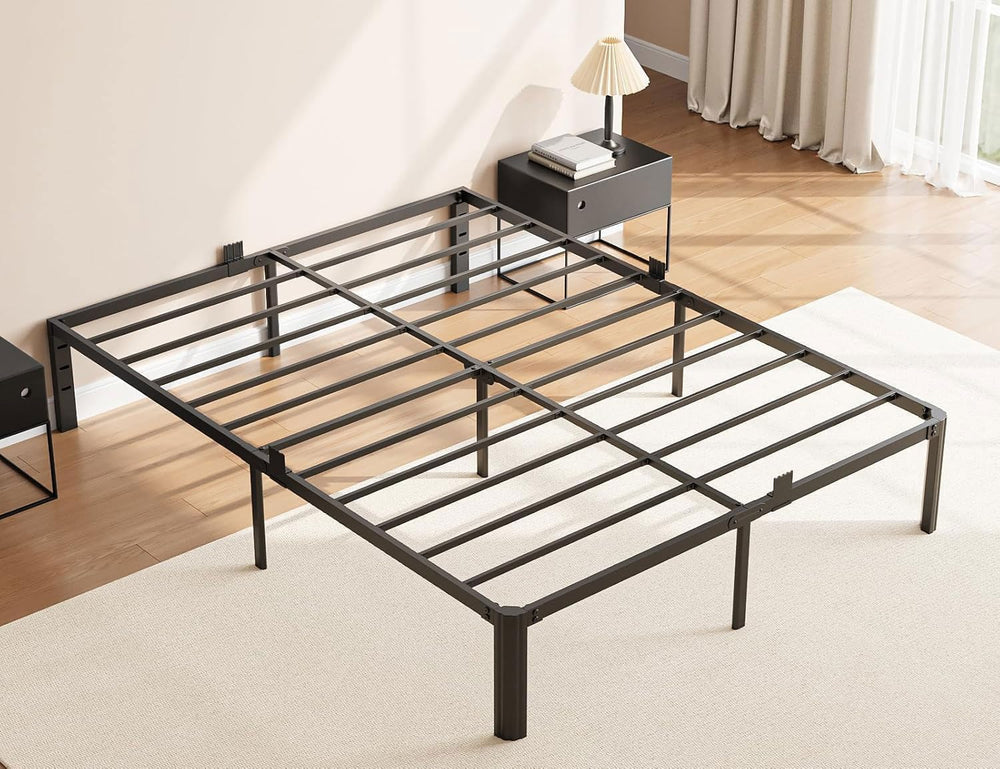 King Metal Bed Frame 14 Inch, Heavy Duty Platform, No Box Spring Needed