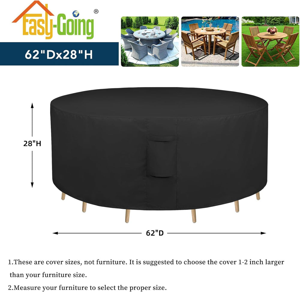 Easy-Going Round Patio Furniture Cover Waterproof Outdoor Dining Table and Ch...