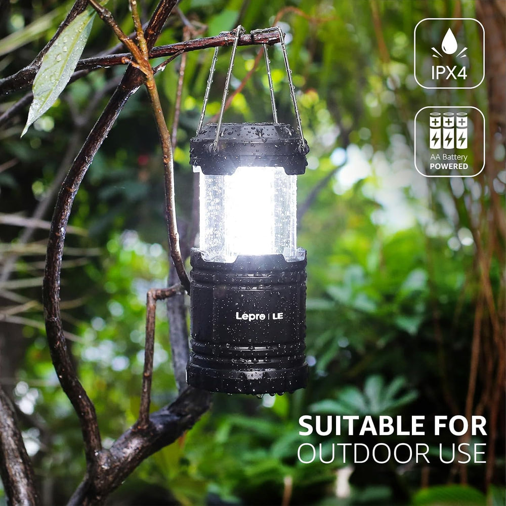 Lepro LED Camping Lanterns, 4 Pack, Collapsible, IPX4 Water Resistant