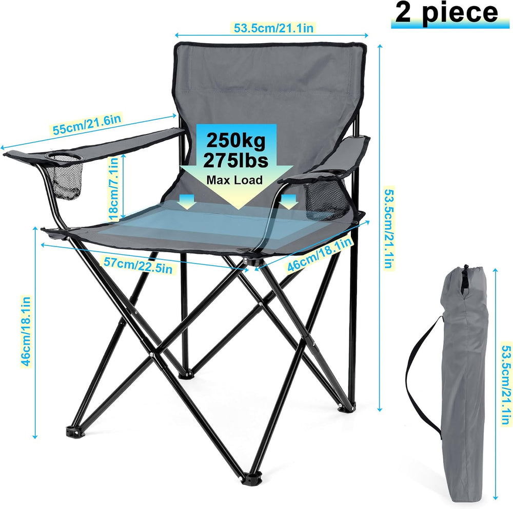 HaSteeL Camping Chair for Adults, Folding Beach Chair Set of 2, Large Foldabl...