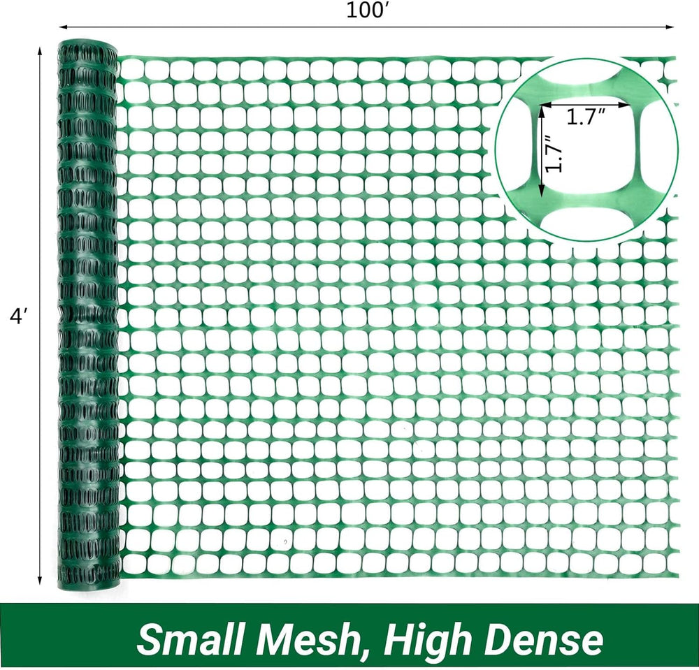 DOEWORKS Plastic Safety Fence, 4 ft x 100 ft Barrier Netting, Green