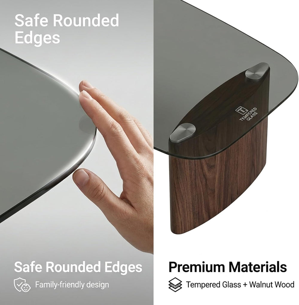 Modern Glass Coffee Table, Coffee Table for Living Room,Tempered Glass-top wi...