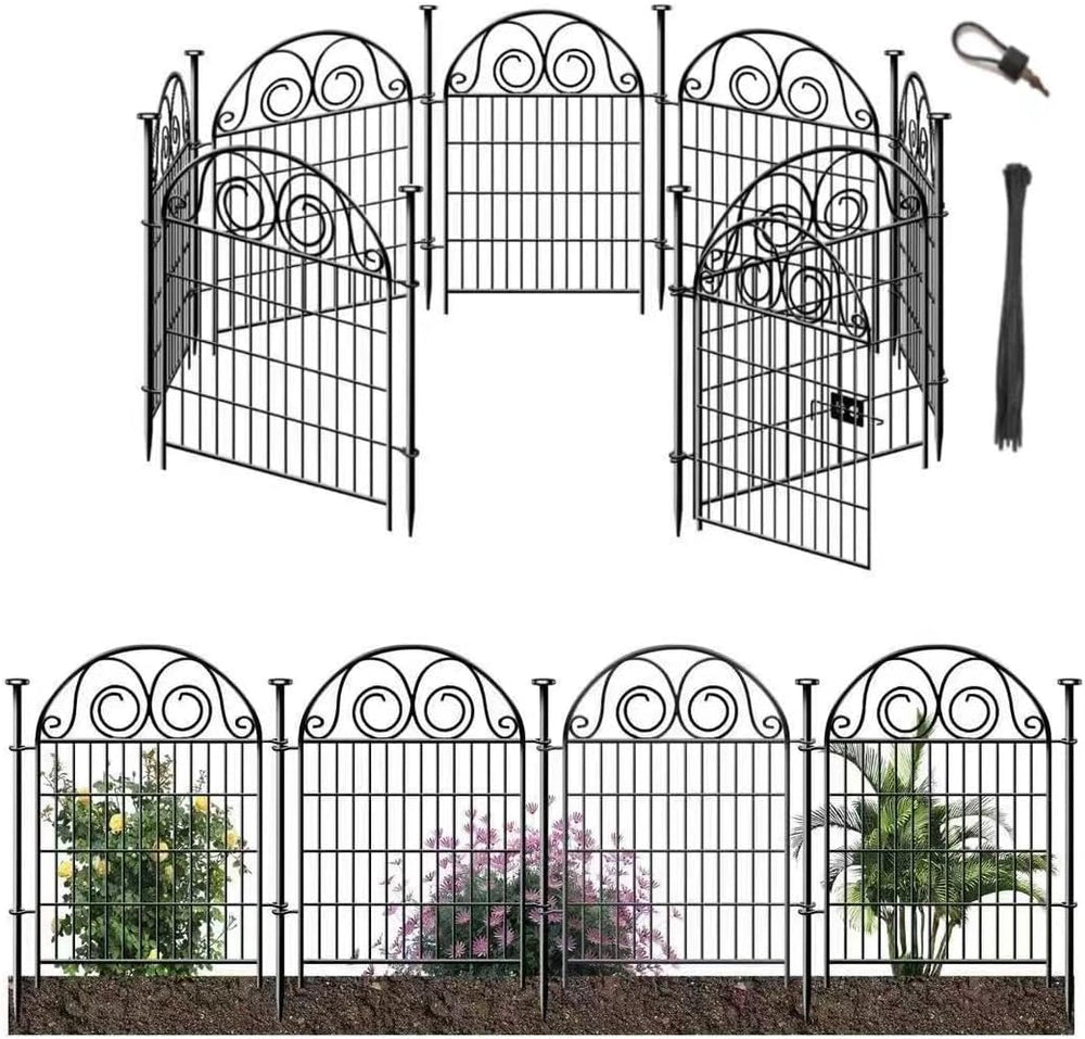 Getlay Tall Garden Animal Barrier Fence With Gate, 40 in(H)×27 in(L) 8 Panels...