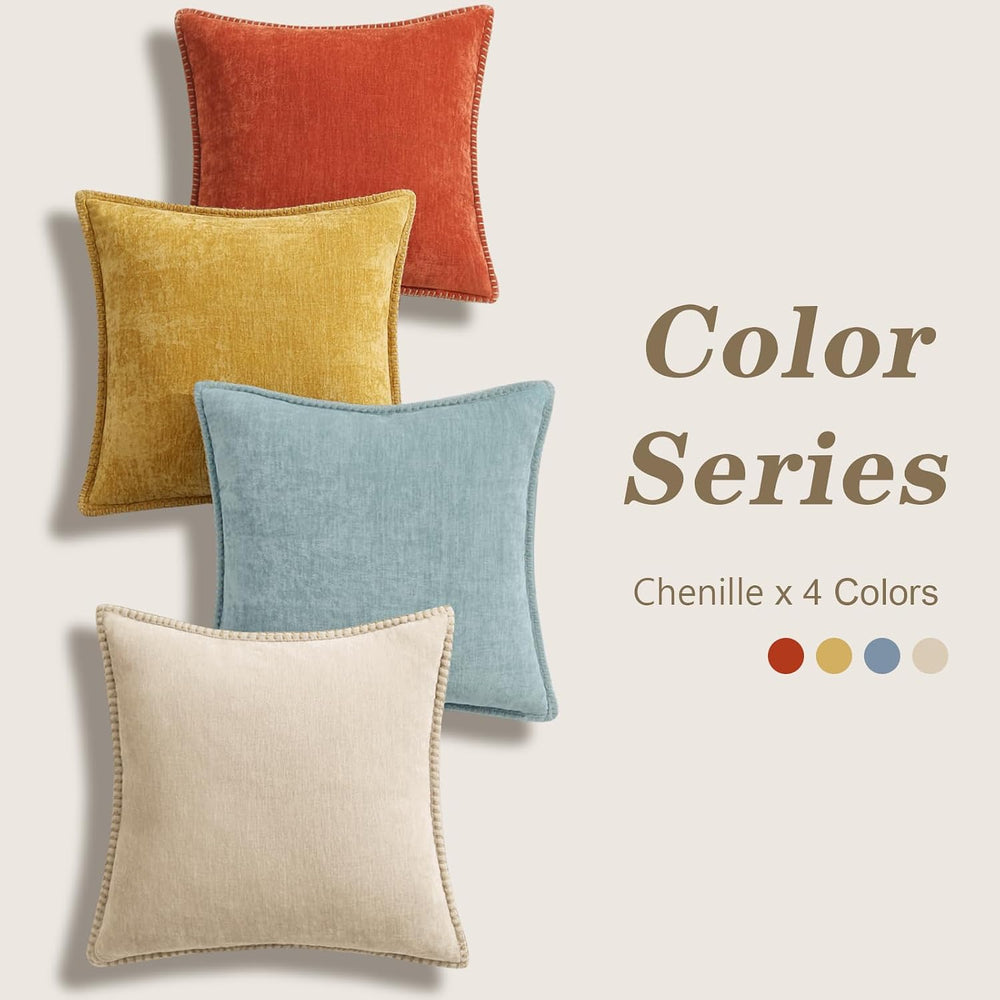 decorUhome Fall Soft Decorative Chenille Throw Pillow Covers 18x18 Set of 4