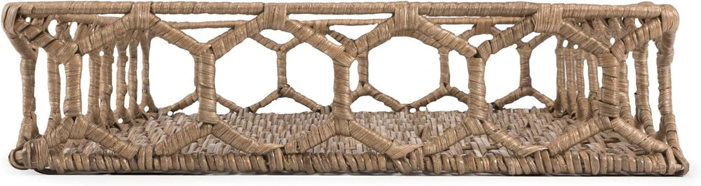 happimess Honeycomb 19.75" Hand-Woven Rattan Serving Tray, Natural