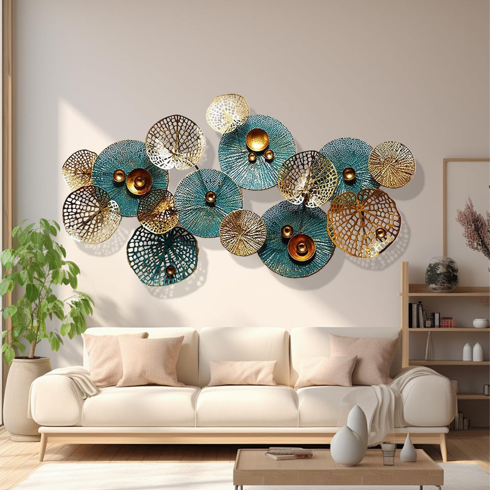 edaknez Large Metal Wall Art, 50"x26" Metal Lotus Leaf Flower Wall ...