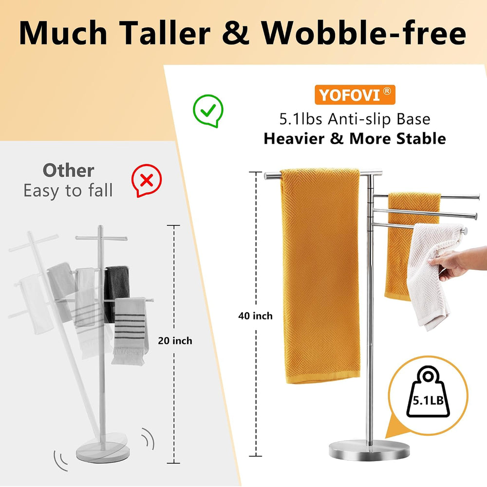 Freestanding Towel Rack, 40 Inch Tall Standing Towel Racks for Bathroom with ...