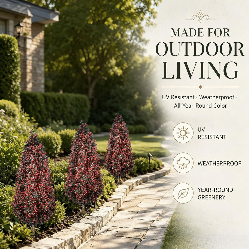 3.3FT Fall Cedar Trees Artificial Topiary Outdoor with Stakes, 2Pack UV Resis...