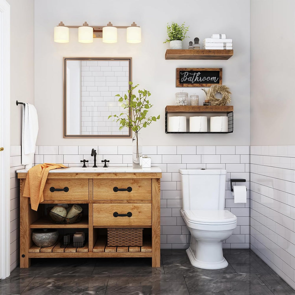 QEEIG Bathroom Shelves with Decor Sign (Brown, 15.7")